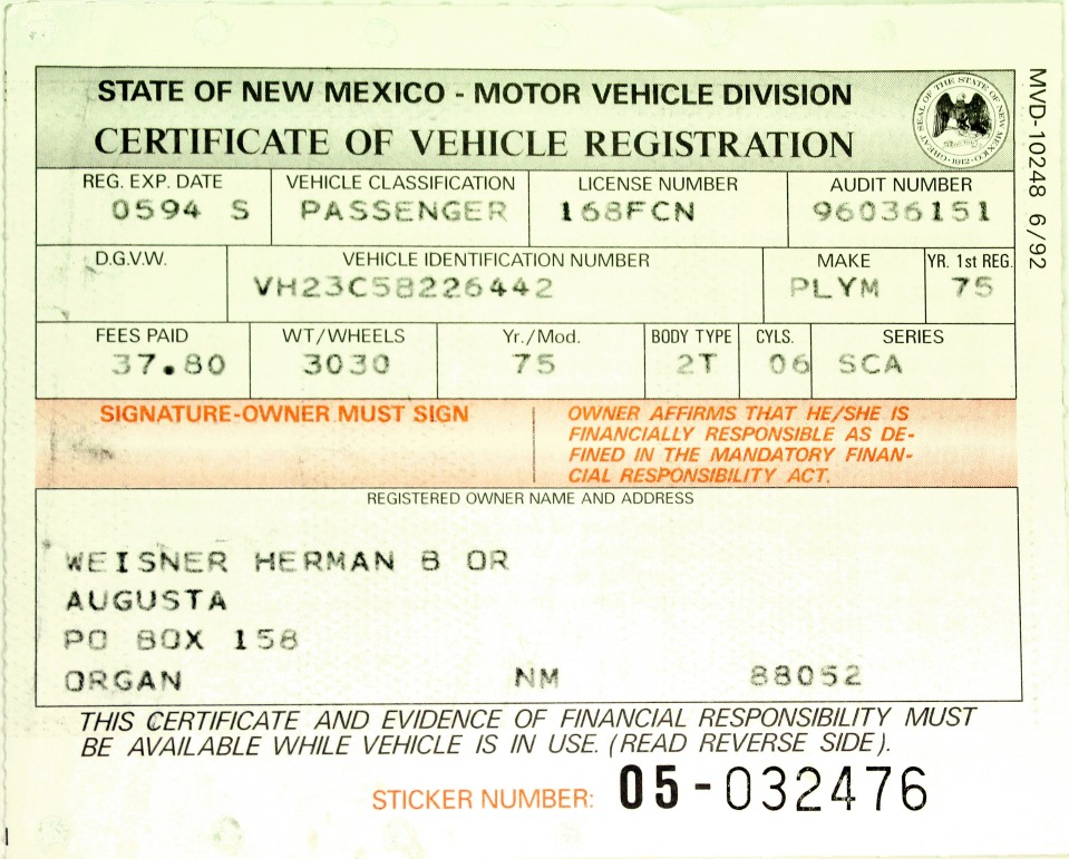 New Mexico Passenger Car License Plates 1912Present including